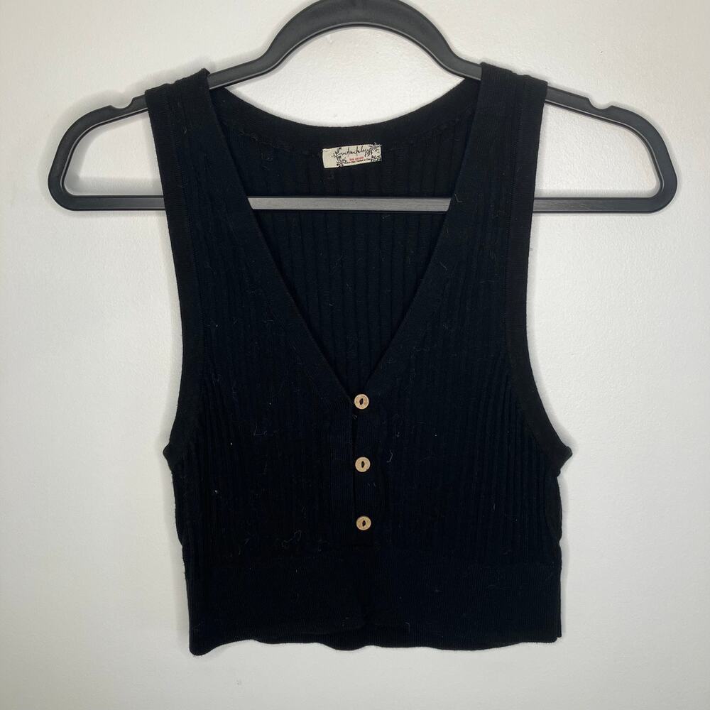 FREE PEOPLE Saturday Morning Crop Black Button Small - Picture 2 of 4